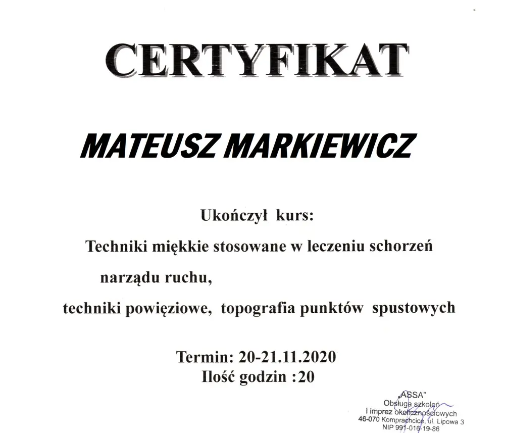 Dyplom lub certyfikat 3