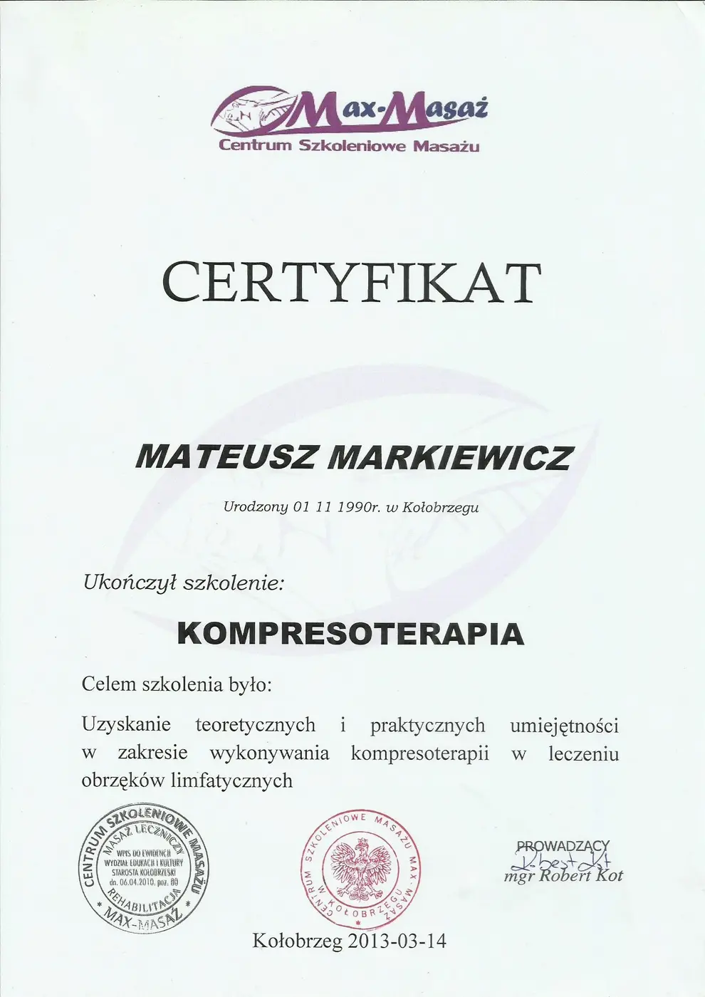 Dyplom lub certyfikat 5