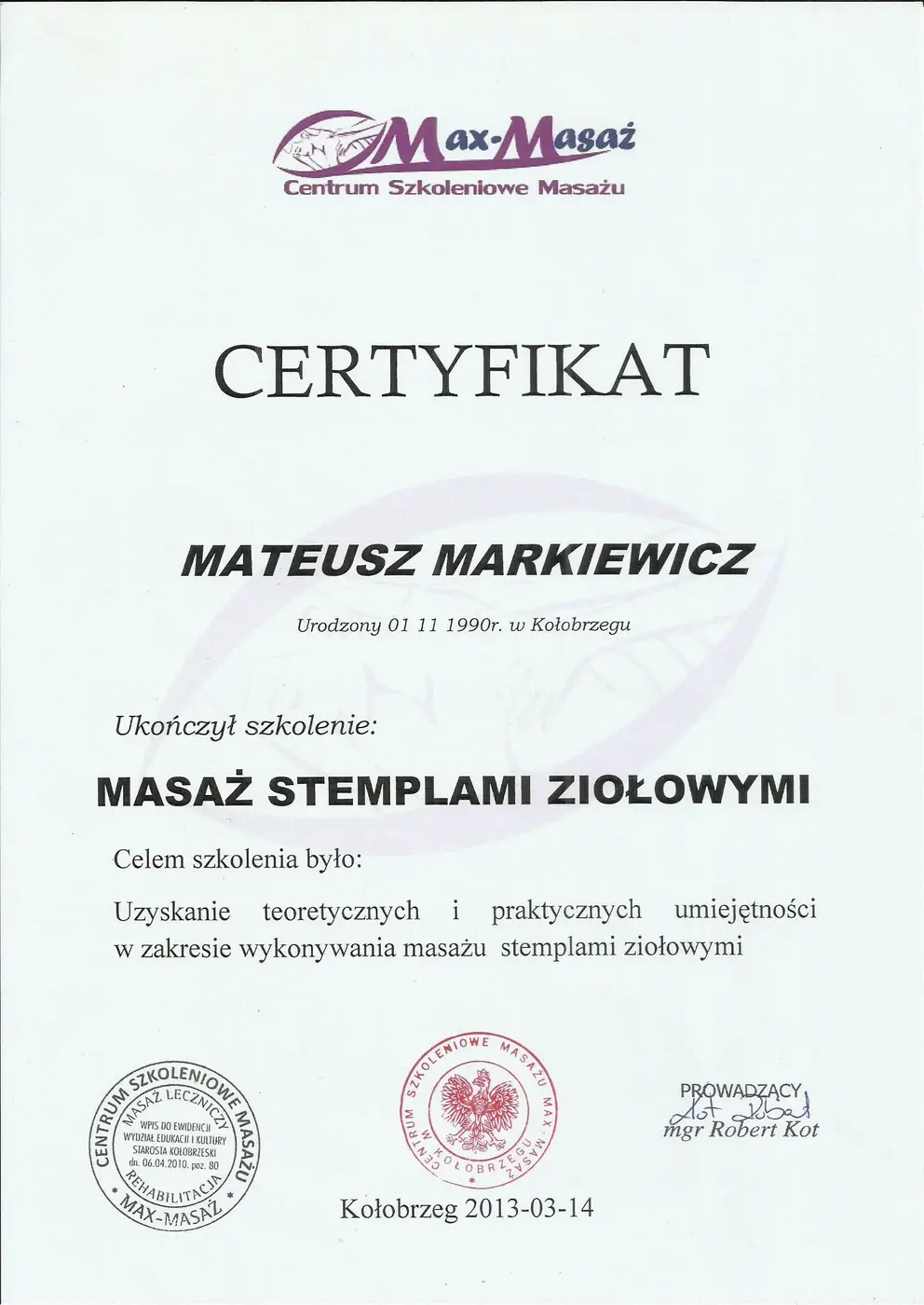 Dyplom lub certyfikat 6