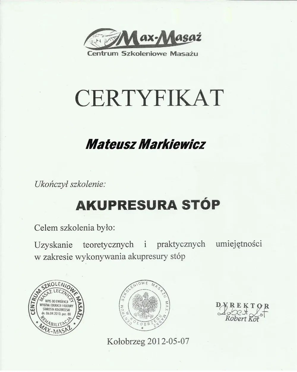 Dyplom lub certyfikat 8